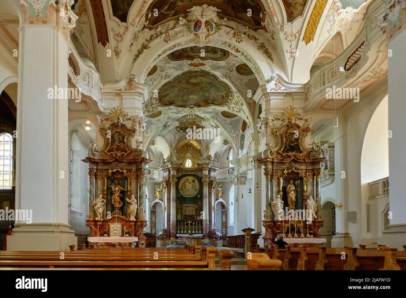 Interior de la iglesia del monasterio de la Archabacique de San Martín del monasterio benedictino de Beuron, Alemania. Foto de stock