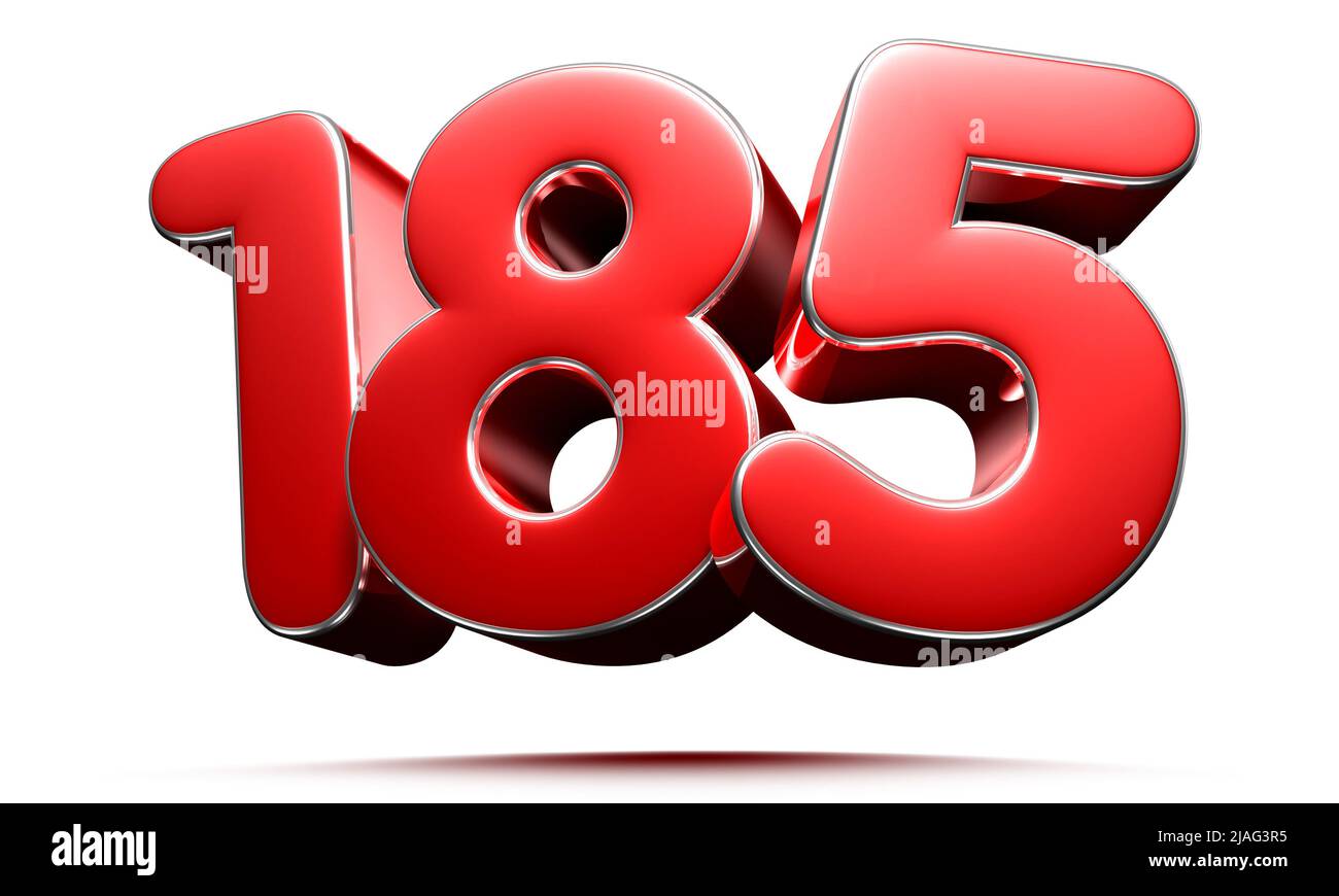 La ilustración número 185 3D de color rojo redondeado sobre fondo