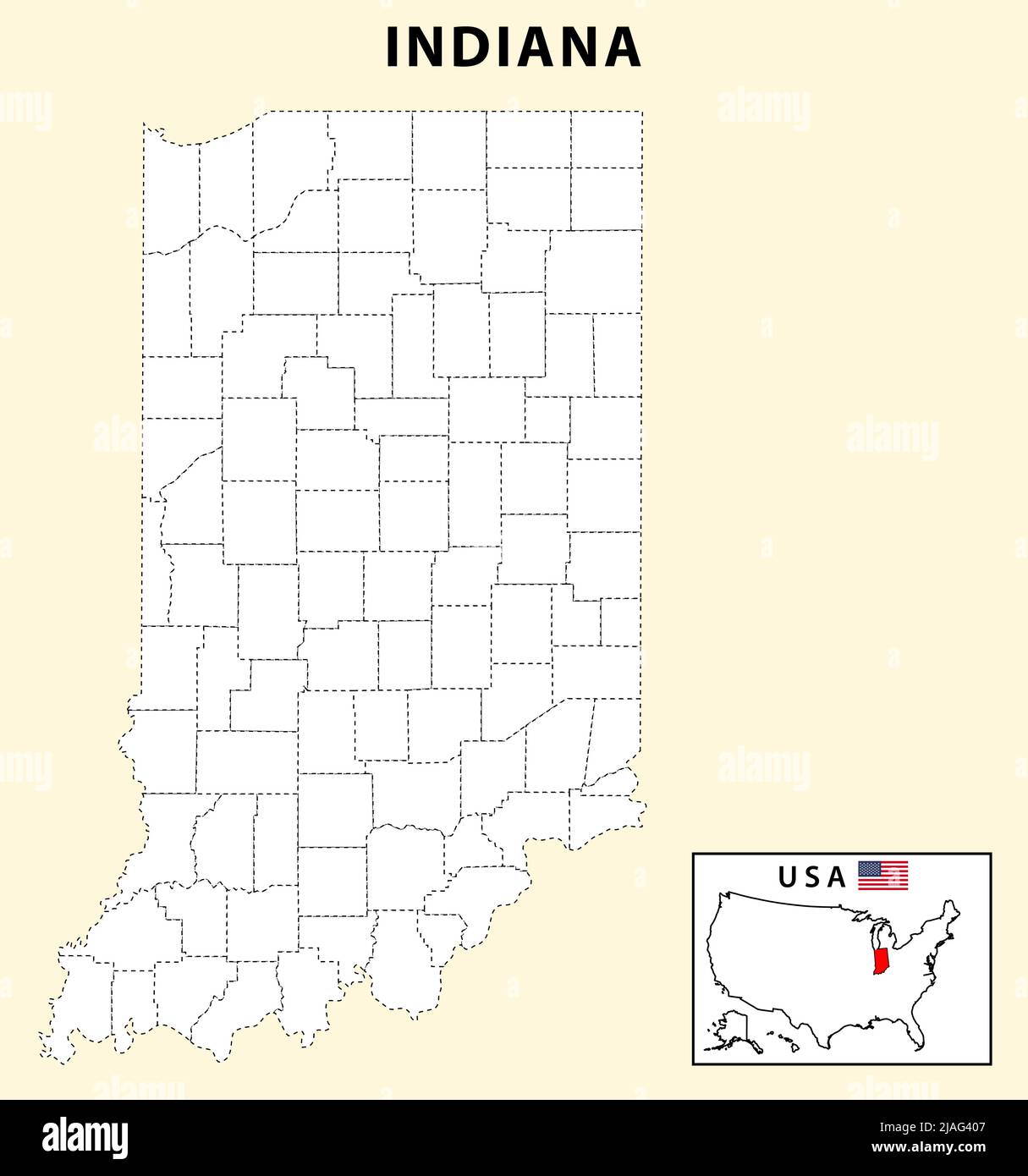 Mapa de Indiana. Mapa del estado y del distrito de Indiana. Mapa