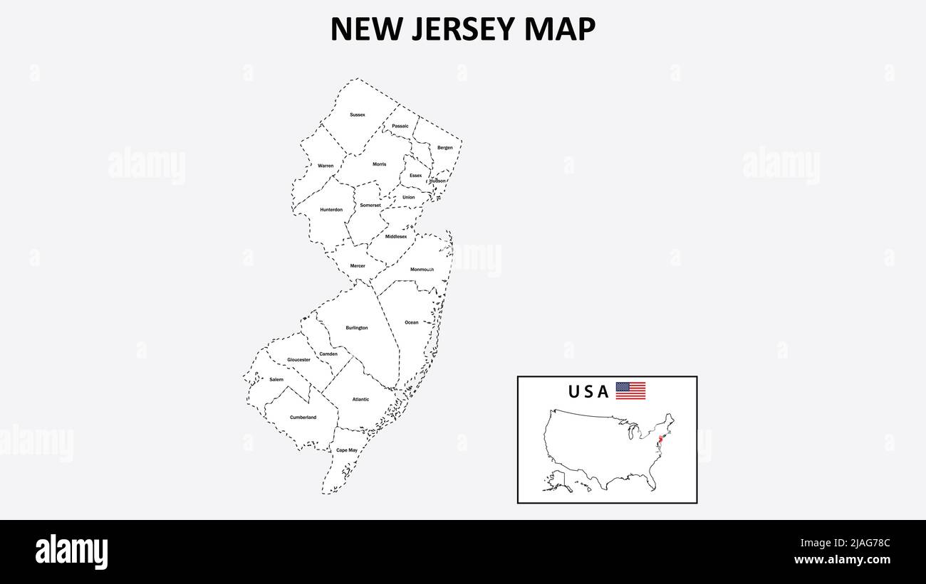 Mapa de Nueva Jersey. Mapa del estado y del distrito de Nueva Jersey