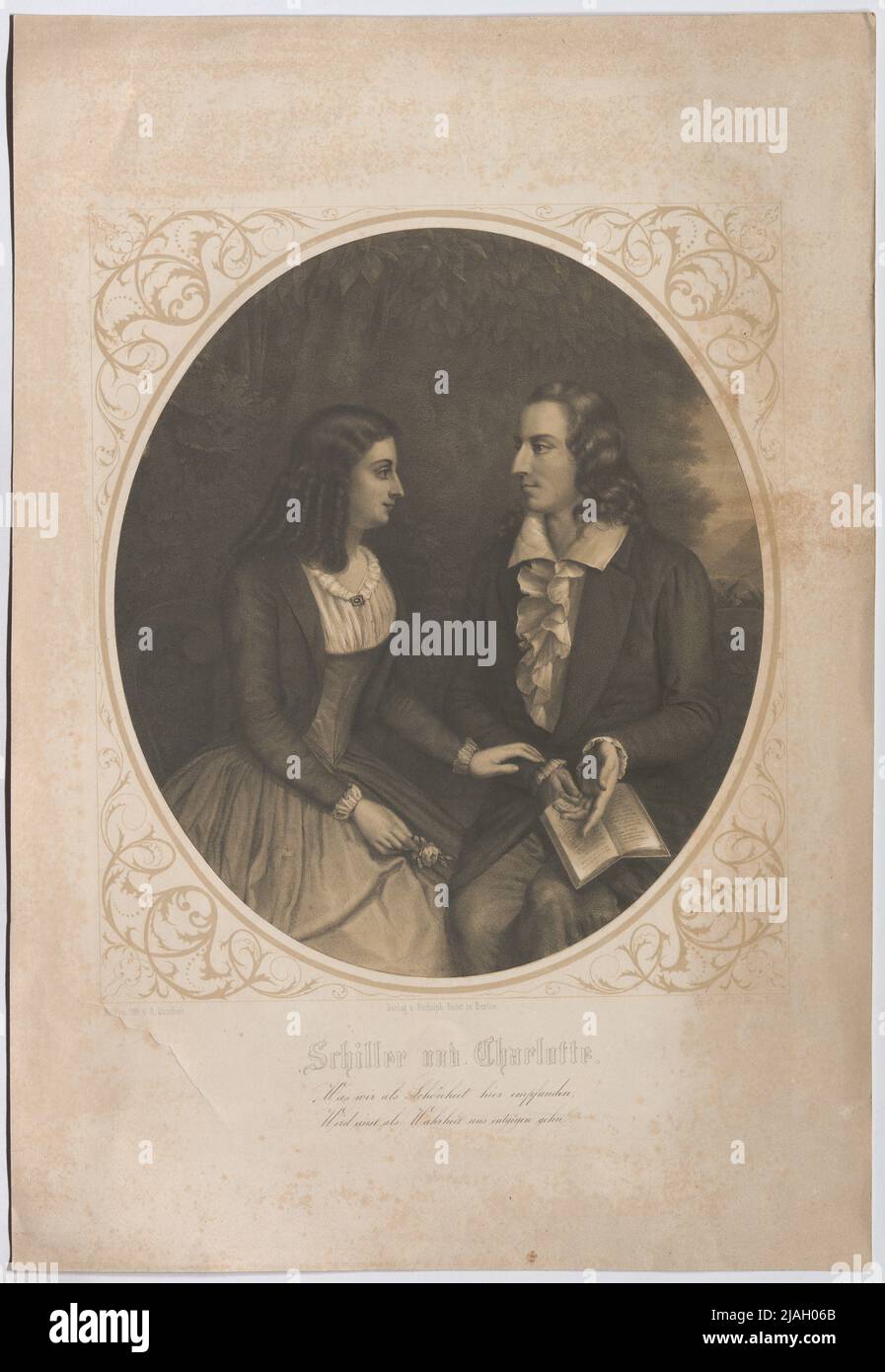 Schiller y Charlotte. '. Friedrich Schiller y su esposa Charlotte von Lengefeld. A. Günther, Litografía Foto de stock