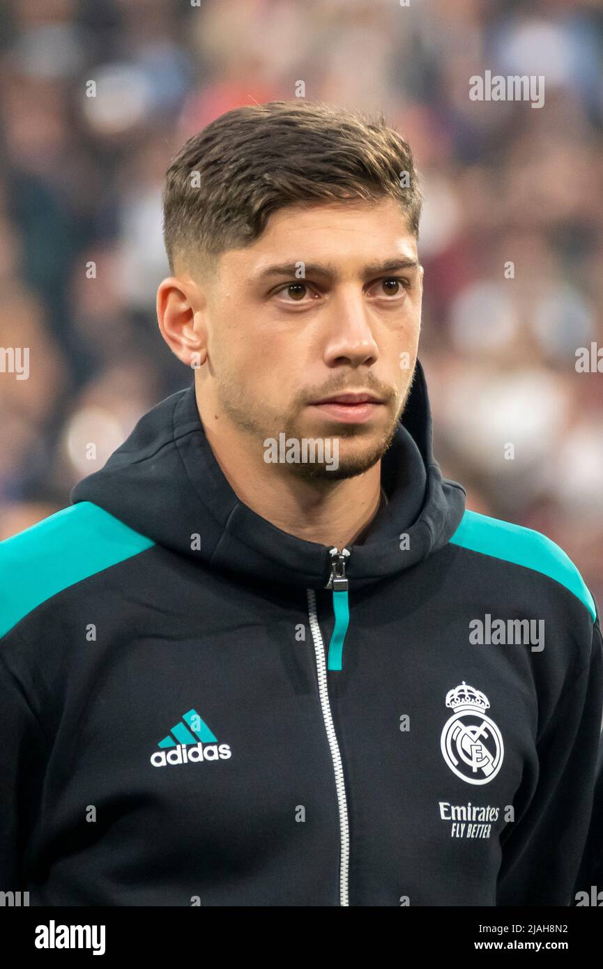 París, Francia. 28 de mayo de 2022, Federico Valverde (Real Madrid) durante  el partido de la UEFA Champions League entre Liverpool 0-1 Real Madrid en  Stade de France el 28 de mayo