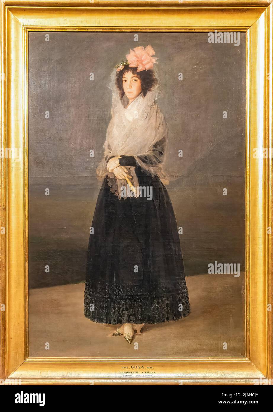 París, Francia - 18 de marzo de 2018: Retrato de la condesa del Carpio, marquesa del Solana, es un retrato completo de Francisco de Goya en 1795 Foto de stock
