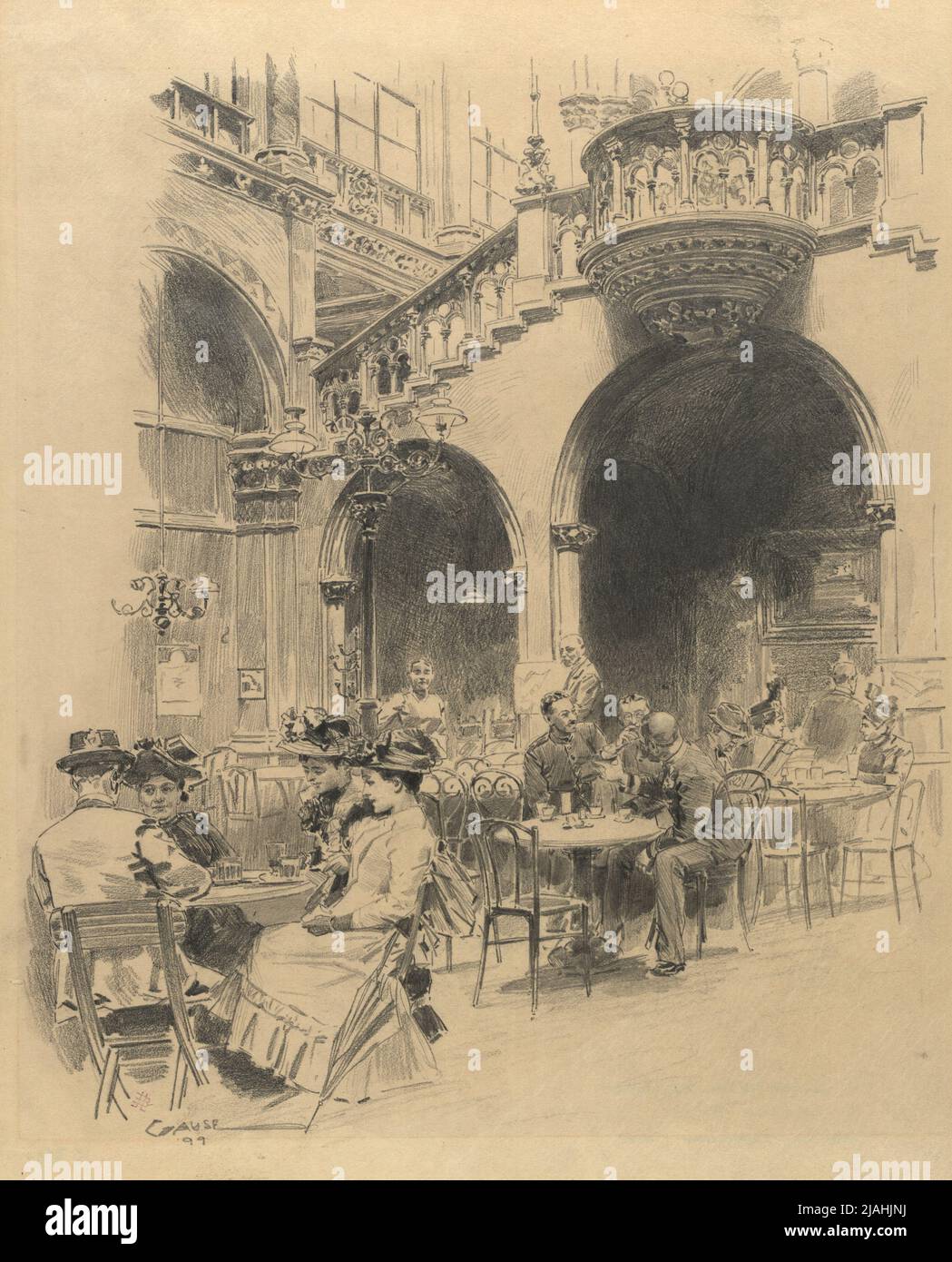 Arkadenhof en Café Central, 1st, Herrengasse 14. Wilhelm Gause (1853-1916), artista Foto de stock