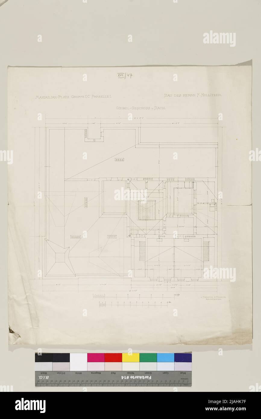 Casa Hollitzer, plano de planta. Heinrich von Ferstel (1828-1883), arquitecto Foto de stock