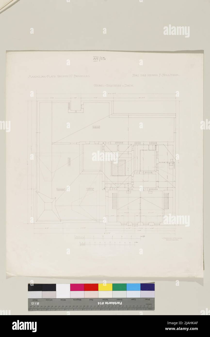 Casa Hollitzer, plano de planta. Heinrich von Ferstel (1828-1883), arquitecto Foto de stock