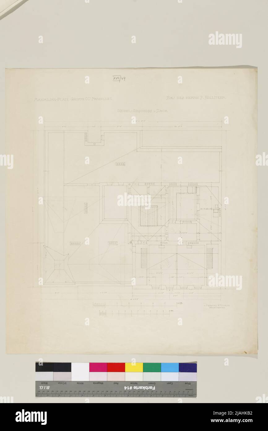 Casa Hollitzer, plano de planta. Heinrich von Ferstel (1828-1883), arquitecto Foto de stock