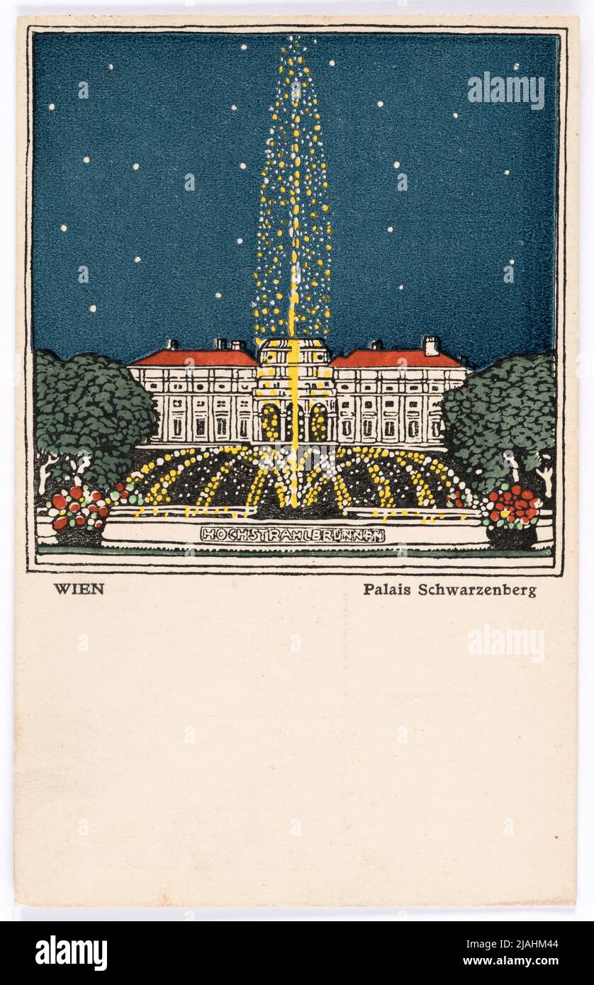 Postal de Wiener Werkstätte Nº 139: Viena: Palais Schwarzenberg. Presumiblemente: Urban Janke (1887-1915), Artista, Wiener Werkstätte, Editorial Foto de stock