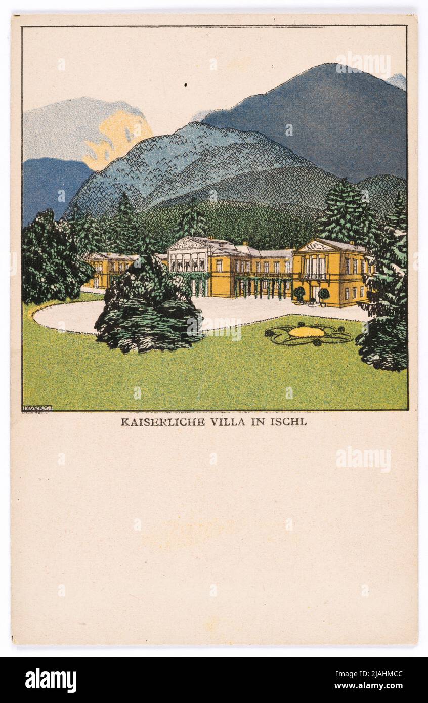 Postal de Wiener Werkstätte Nº 261: Villa imperial en Ischl. Josef (József) de Diveky (Divéky) (1887-1951), Artista, Wiener Werkstätte, Editorial Foto de stock