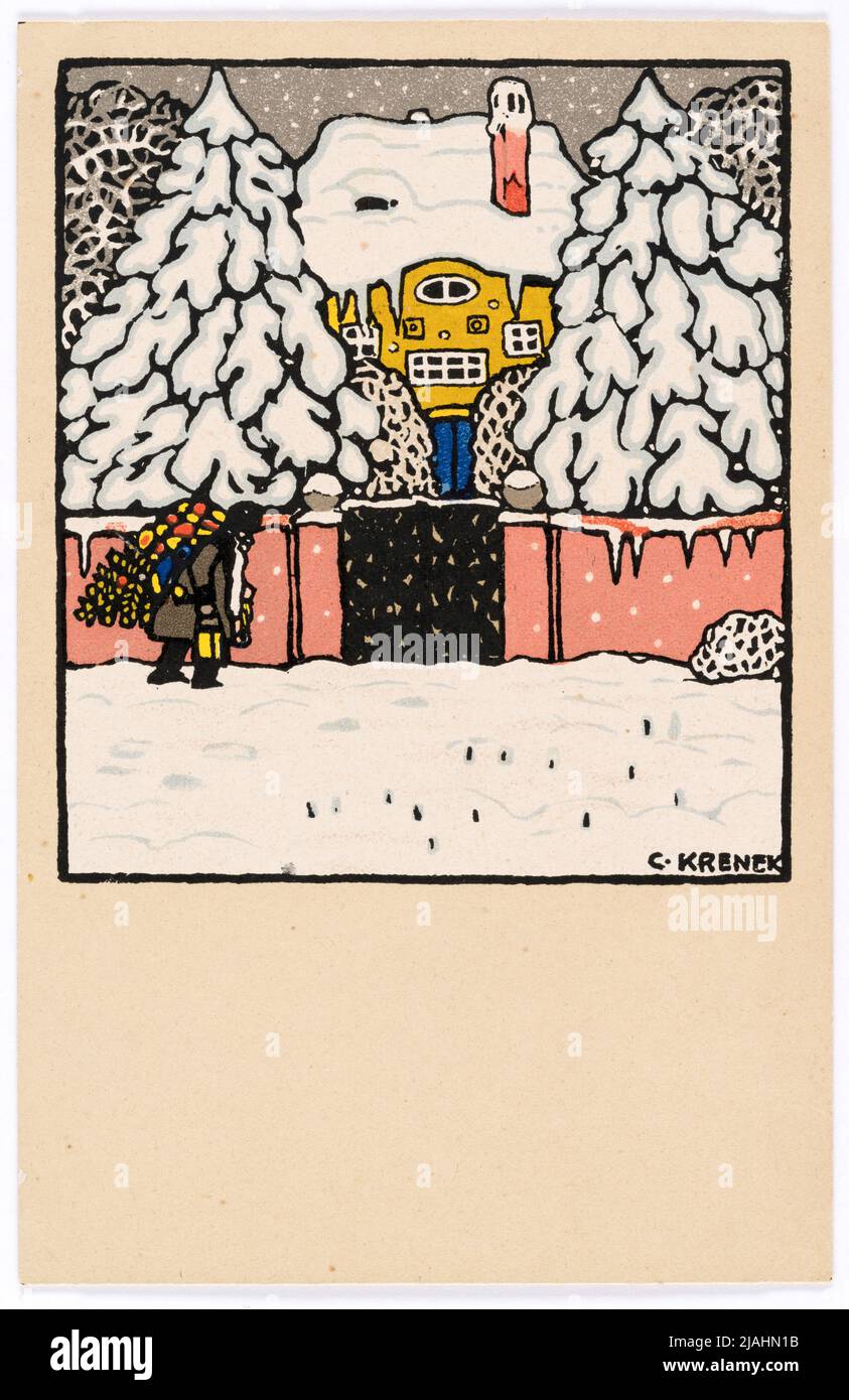 Postal del Wiener Werkstätte Nº 629: Tarjeta de Navidad. Carl Krenek (1880-1948), Artista, Wiener Werkstätte, Editorial Foto de stock