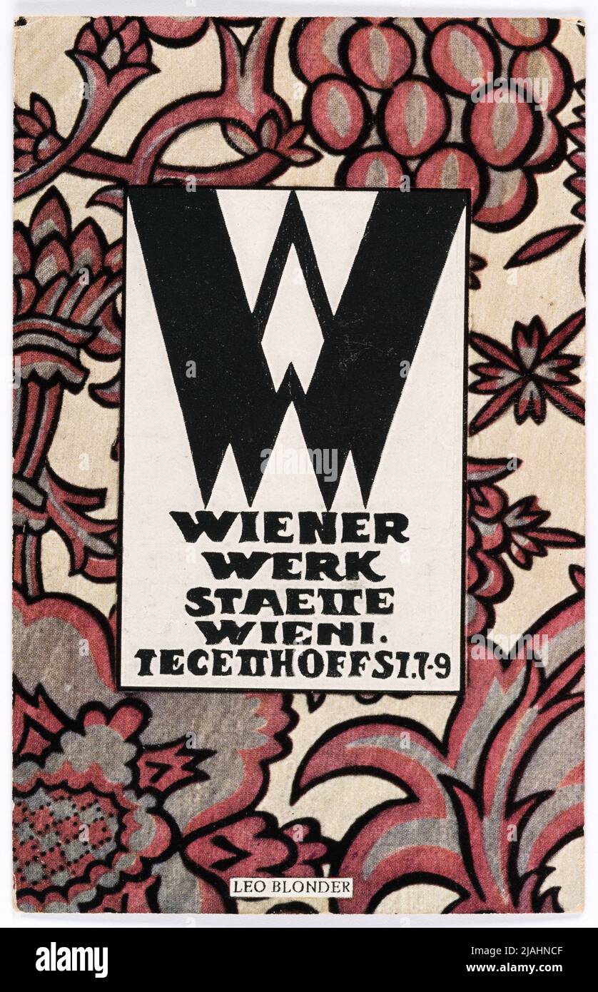 Mapa publicitario del Wiener Werkstätte para la feria de muestras del Wiener Werkstätte en Leipzig. Leo (POLD) Blondel (1893-1922), artista Foto de stock