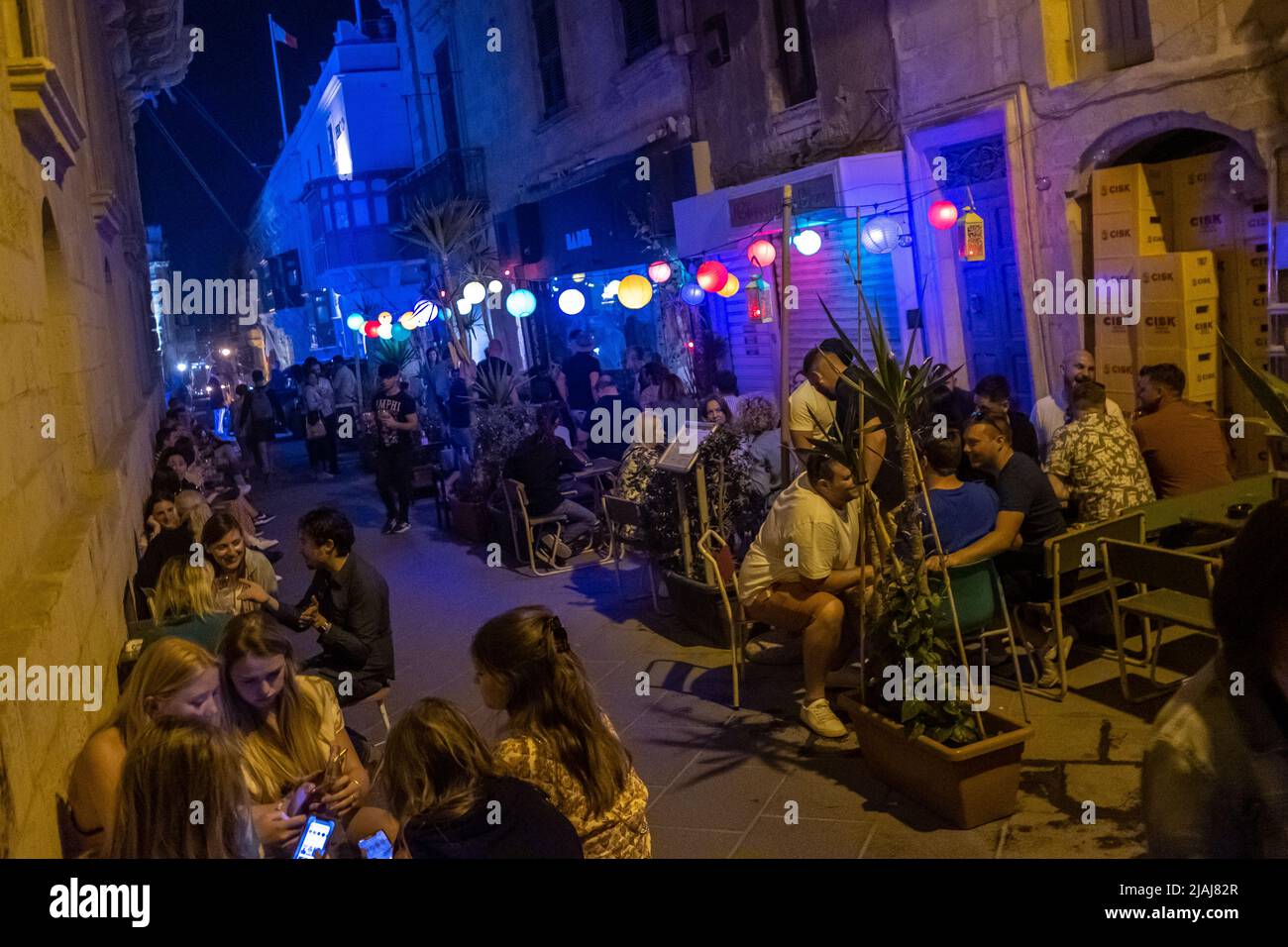 Bar y vida nocturna, Valletta, Malta Foto de stock