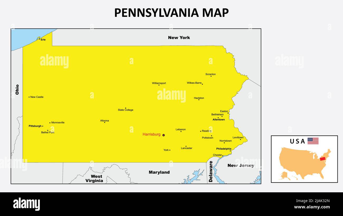 Mapa de Pennsylvania. Mapa del estado y del distrito de Pennsylvania