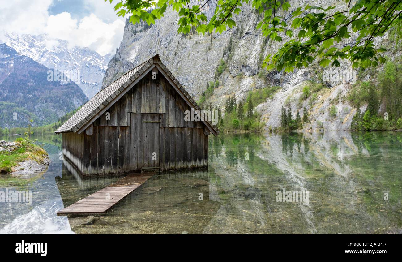Vista del Obersee, Baviera, Alemania Foto de stock