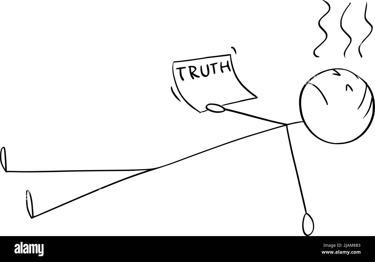 Débil persona que se desmaya en tierra conmocionada por la verdad, Vector Cartoon Stick Ilustración de la figura Ilustración del Vector