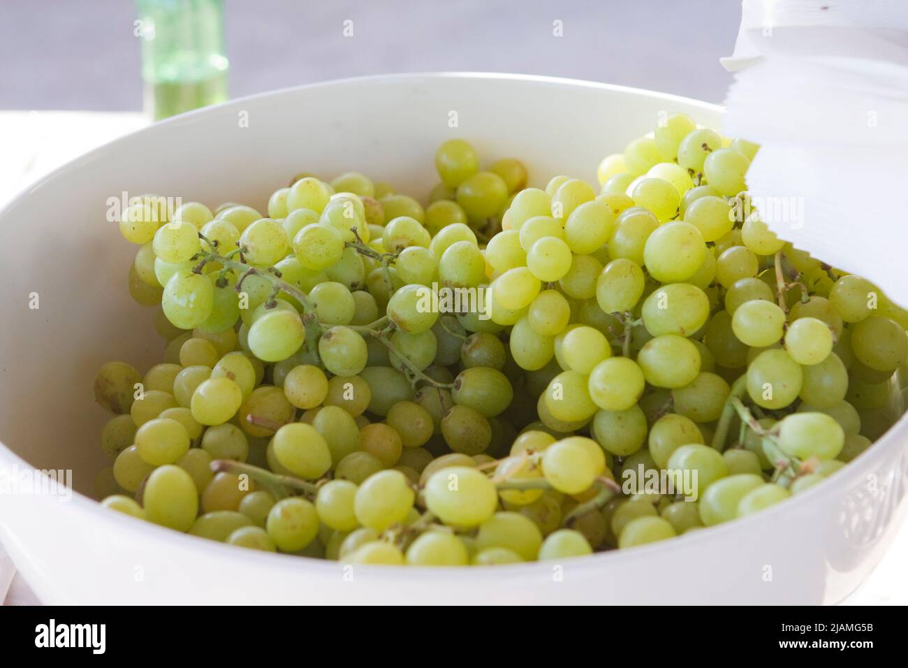 Un tazón de uvas verdes Foto de stock