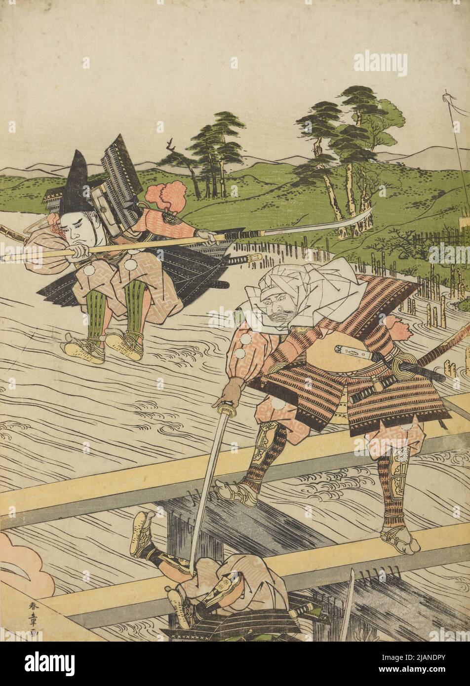 Batalla en el puente de Katsukawa, shunsho (1726 1792) Foto de stock
