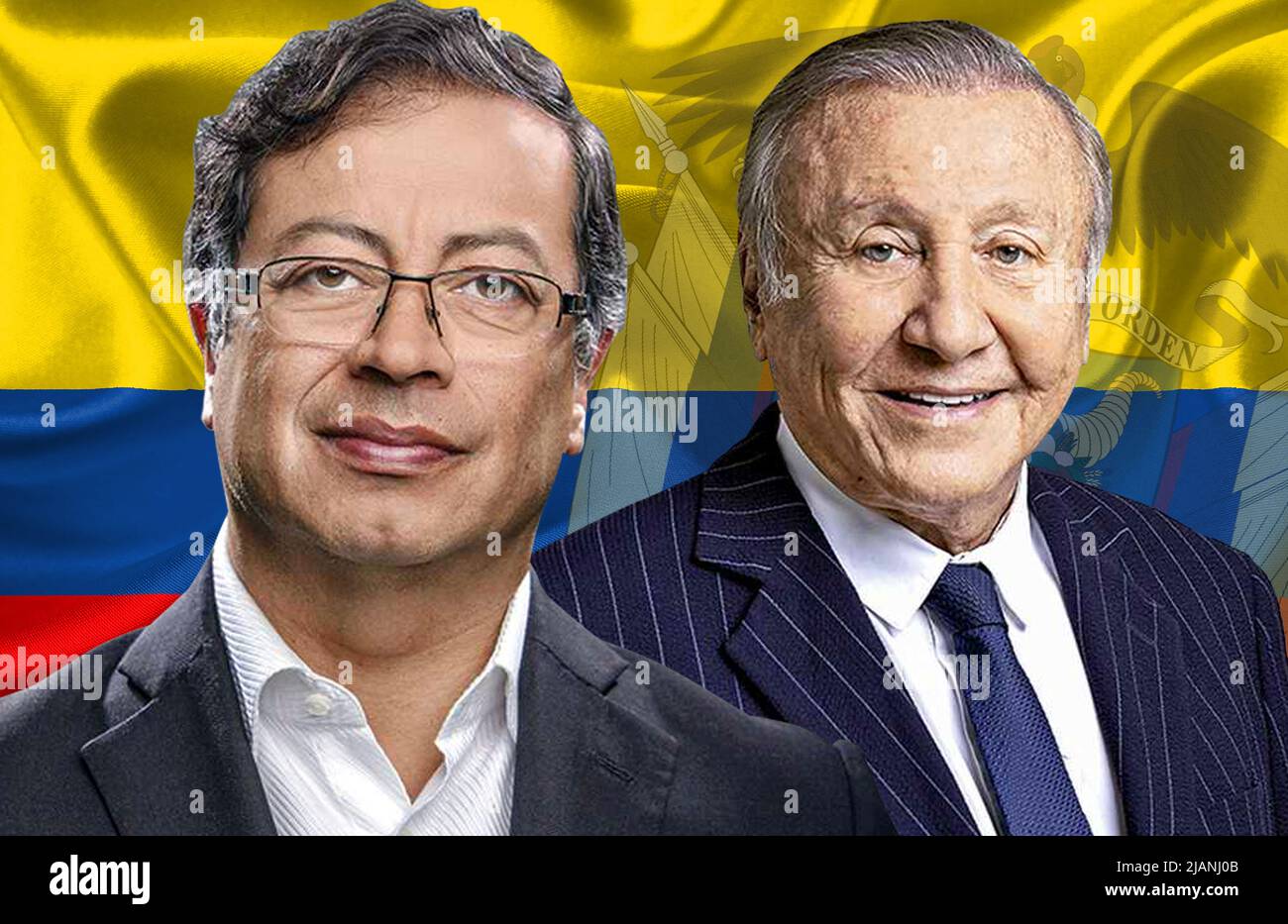 Gustavo Petro, Rodolfo Hernández y la bandera colombiana Fotografía de