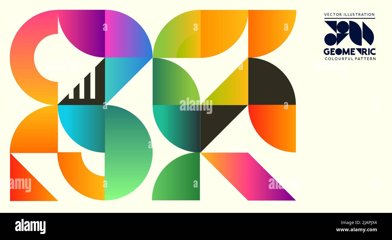 Diseño de patrones de formas geométricas en degradado de colores. Ilustración vectorial. Ilustración del Vector