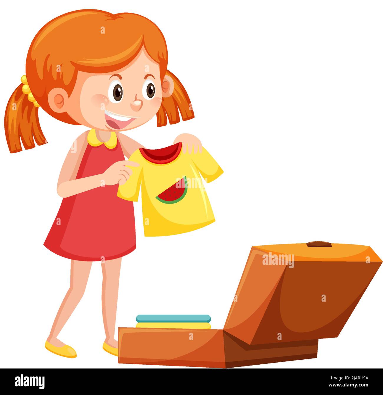 Niña doblando ropa dibujo Imágenes recortadas de stock - Alamy