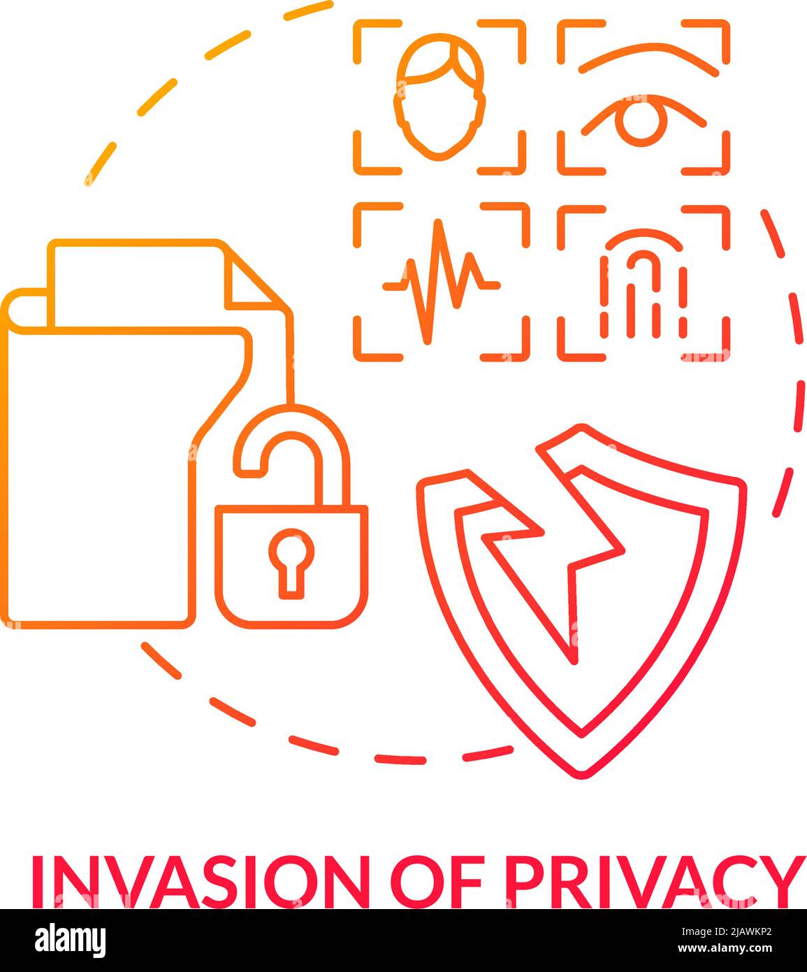 Icono de concepto de gradiente rojo invasión de privacidad Ilustración del Vector