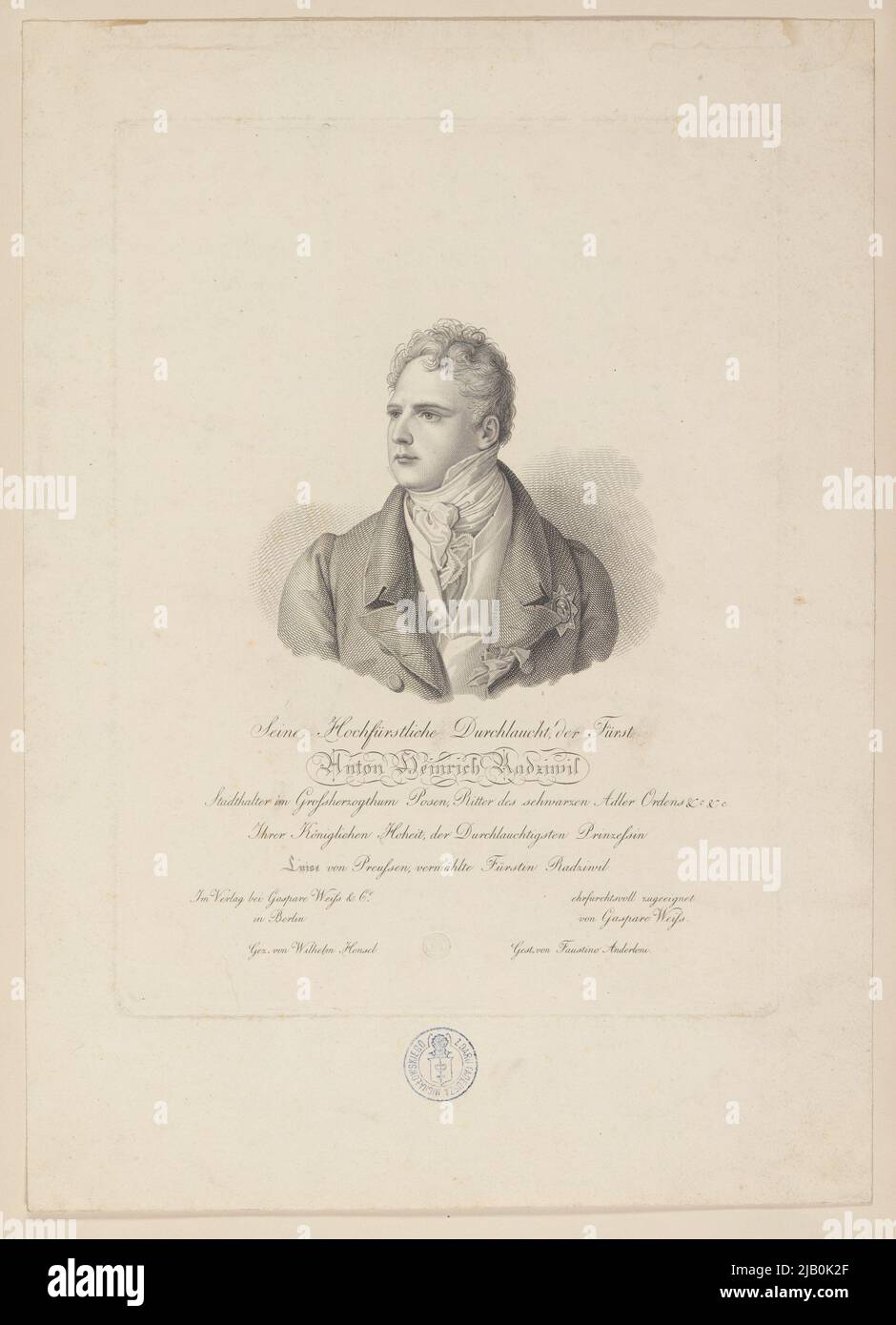 Antoni Henryk Radziwiłł Anderloni, Faustino (1766 1847), Hensel, Wilhelm (1794 1861) Foto de stock