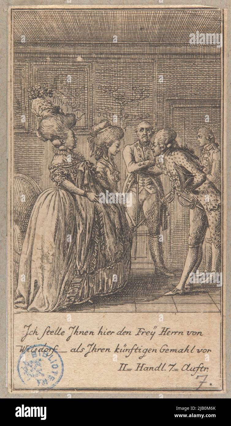 Su posición Ilustración Nº 7 (de 12) a la obra de G. F. Grossmann No más de seis cuencos [no más de seis cuencos] incluidos en: Calendario genealógico de Lauenburg para 1792 Chodowiecki, Daniel Nikolaus (1726 1801) Foto de stock