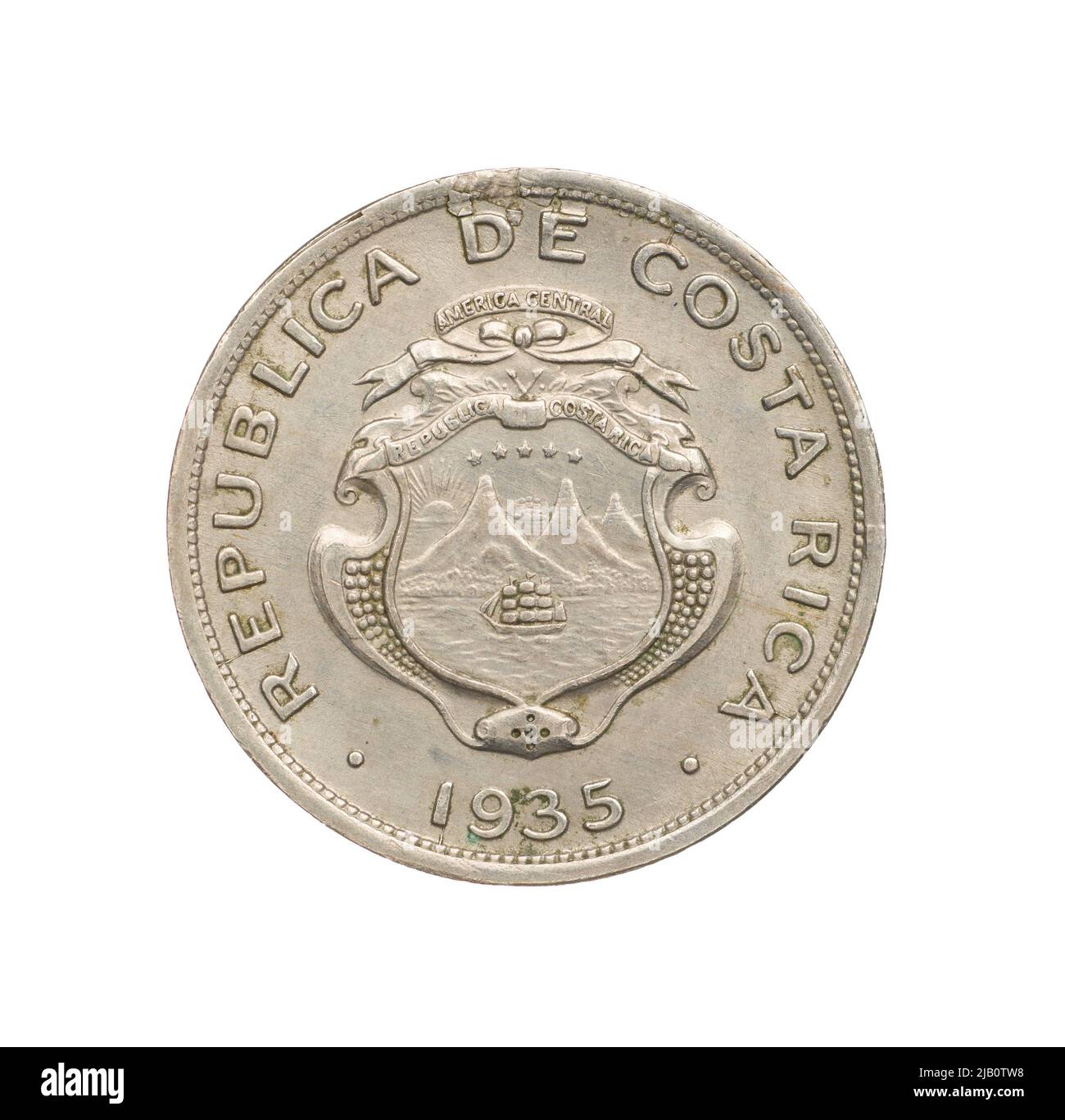 Costa Rica, (República de Costa Rica), 25 Centimos; 1935 Mennica Philadelphia, Estados Unidos Foto de stock
