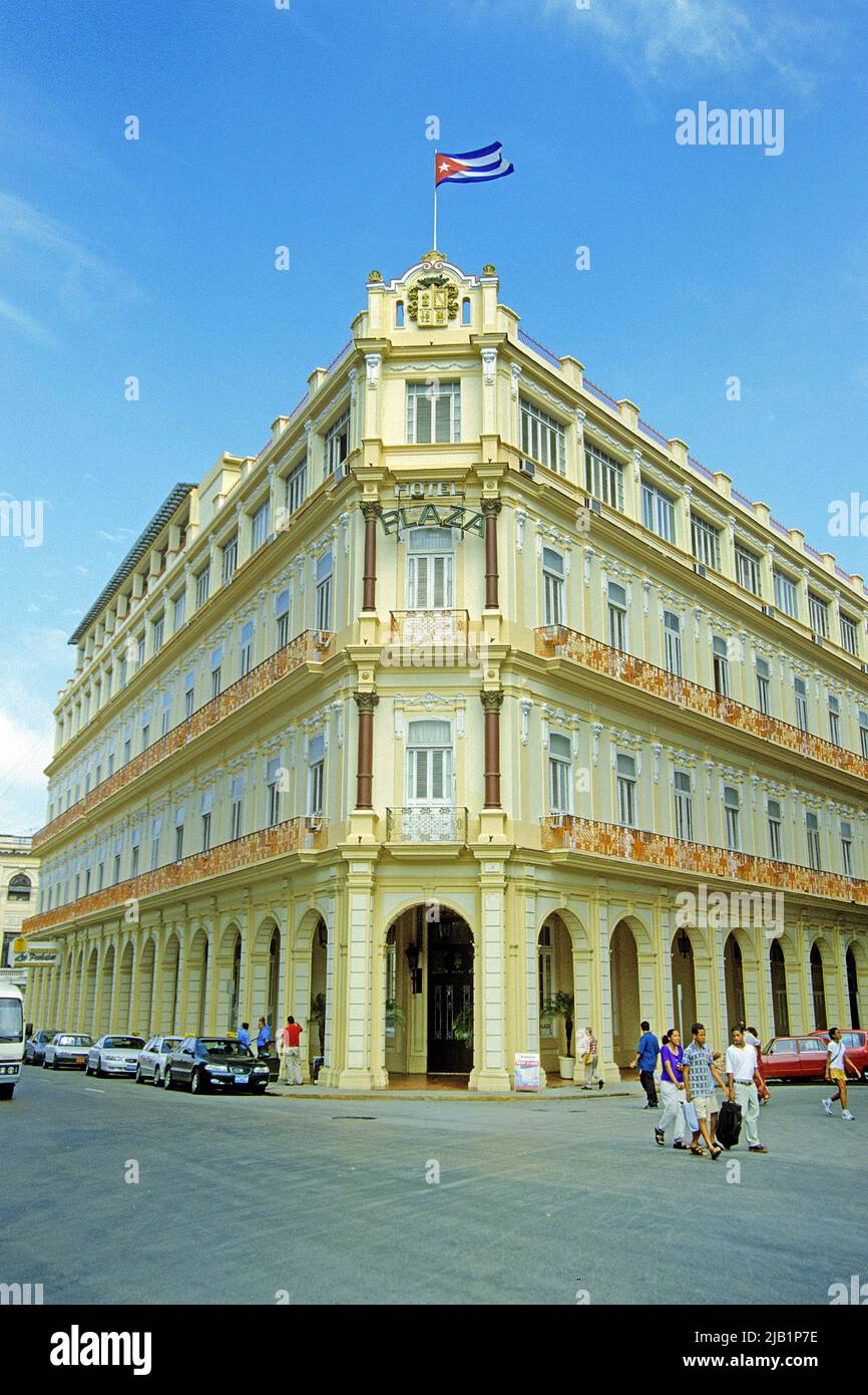 Hotel Plaza en hotel de lujo en Ignacio Agramonte, La Habana, Cuba, Caribe Foto de stock