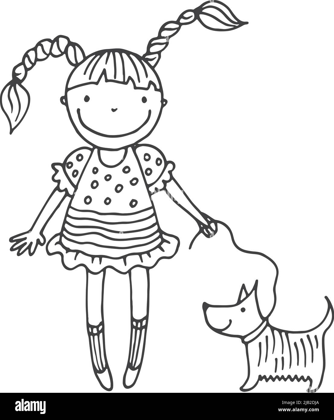 Niño dibujo niña caminando con perro fotografías e imágenes de alta  resolución - Alamy