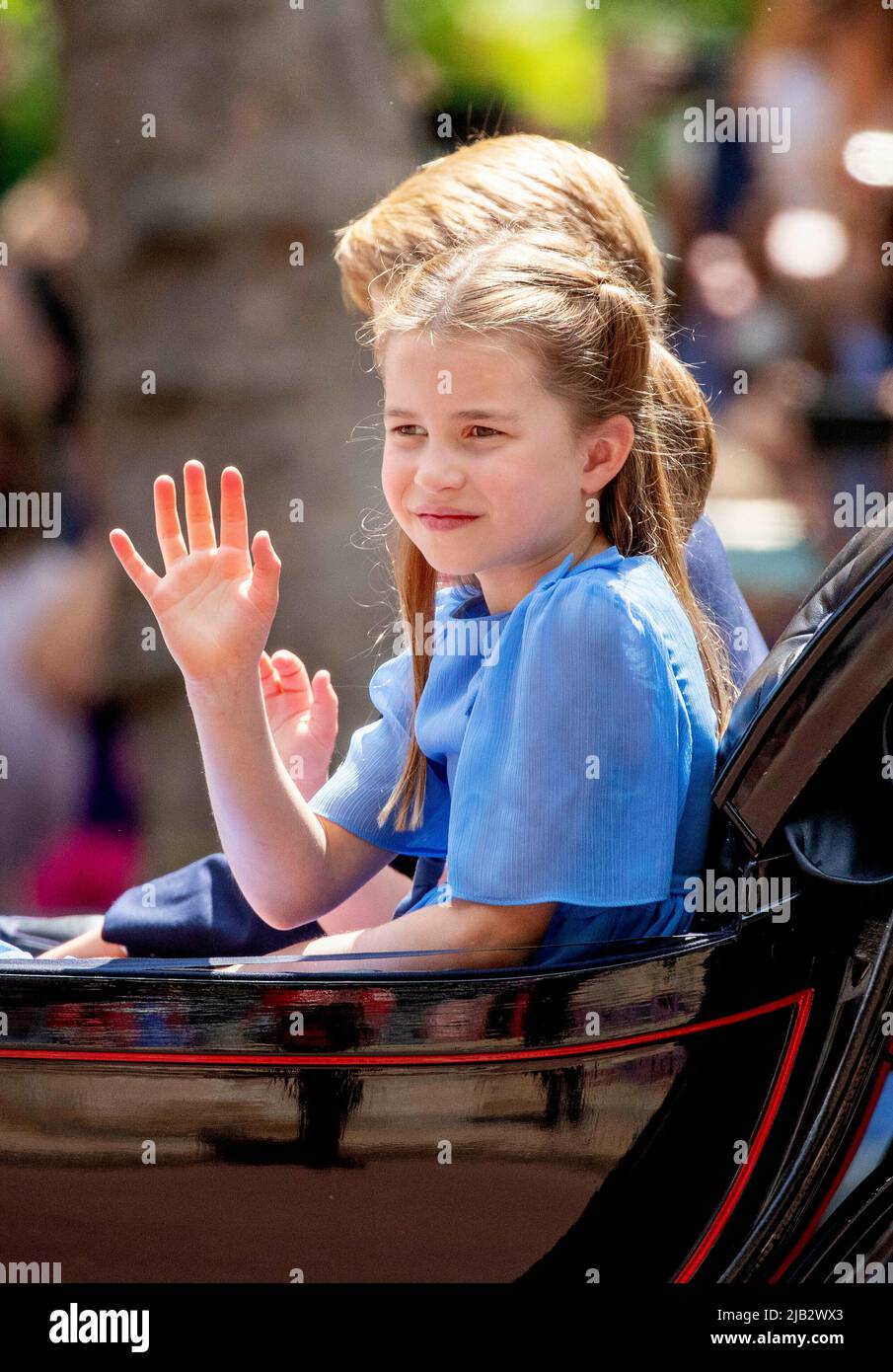 La princesa Charlotte en el centro comercial de Londres, el 02 de junio de 2022, después de asistir a Trooping the colour, parte de las celebraciones del Jubileo Platino de Queens Albert Nieboer/Netherlands OUT/Point de Vue OUT Foto de stock