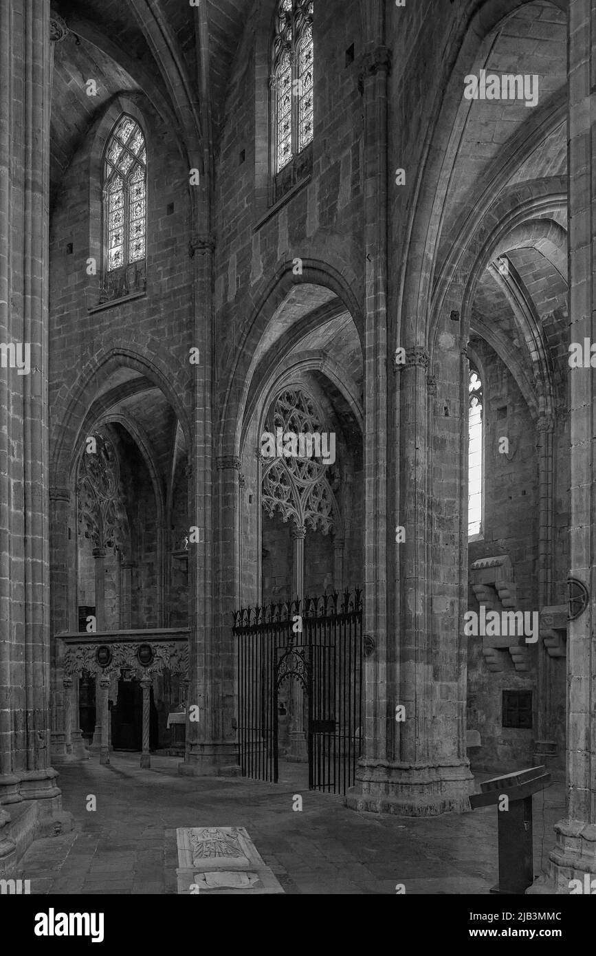 Interior gótico catalán de la basílica catedral de Santa María de Tortosa, del siglo 14th, provincia de Tarragona, Cataluña, España, Europa Foto de stock