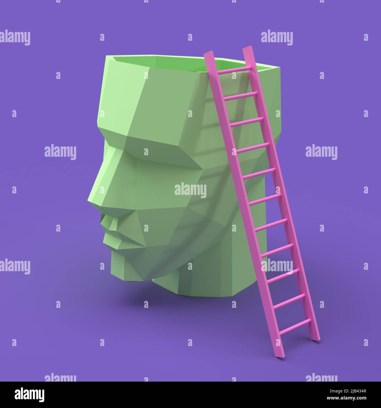 una forma de entrar en la cabeza , ilustración de la escalera 3d Foto de stock
