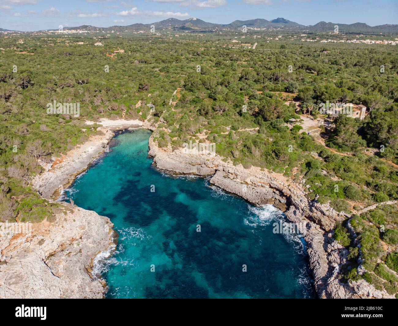 Cala Brafi, Felanitx, Mallorca, Islas Baleares, España. Foto de stock