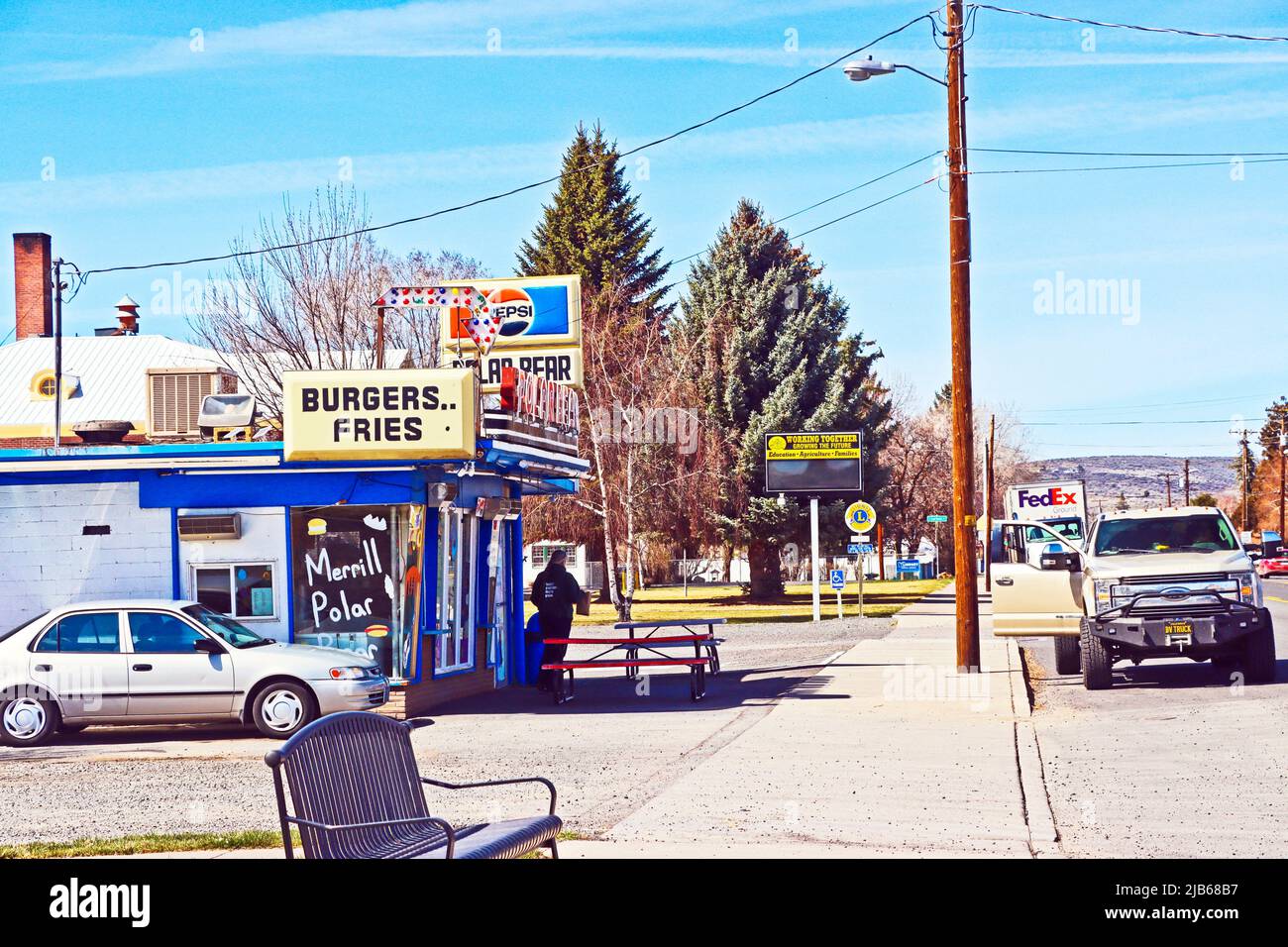 Burger stand en Merrill, Oregon. Foto de stock