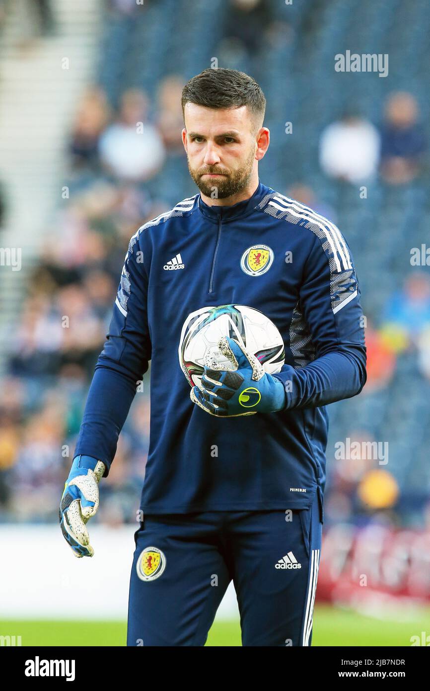 Liam Kelly, portero de reserva para el equipo nacional de fútbol de Escocia, también juega a tiempo completo para Motherwell. Foto de stock
