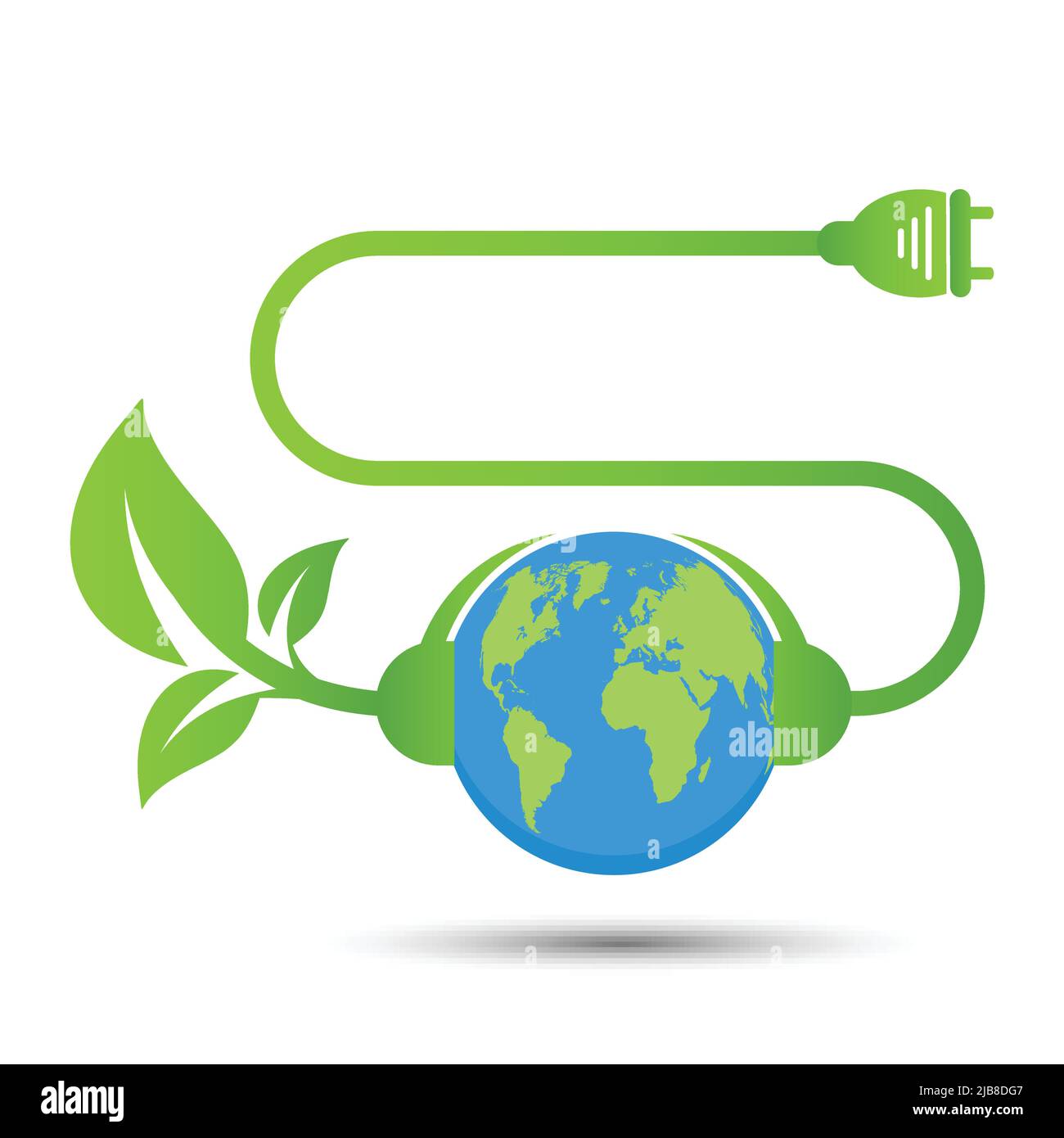 Las ideas de energía ahorran el concepto del mundo La ecología verde del enchufe de energía la
