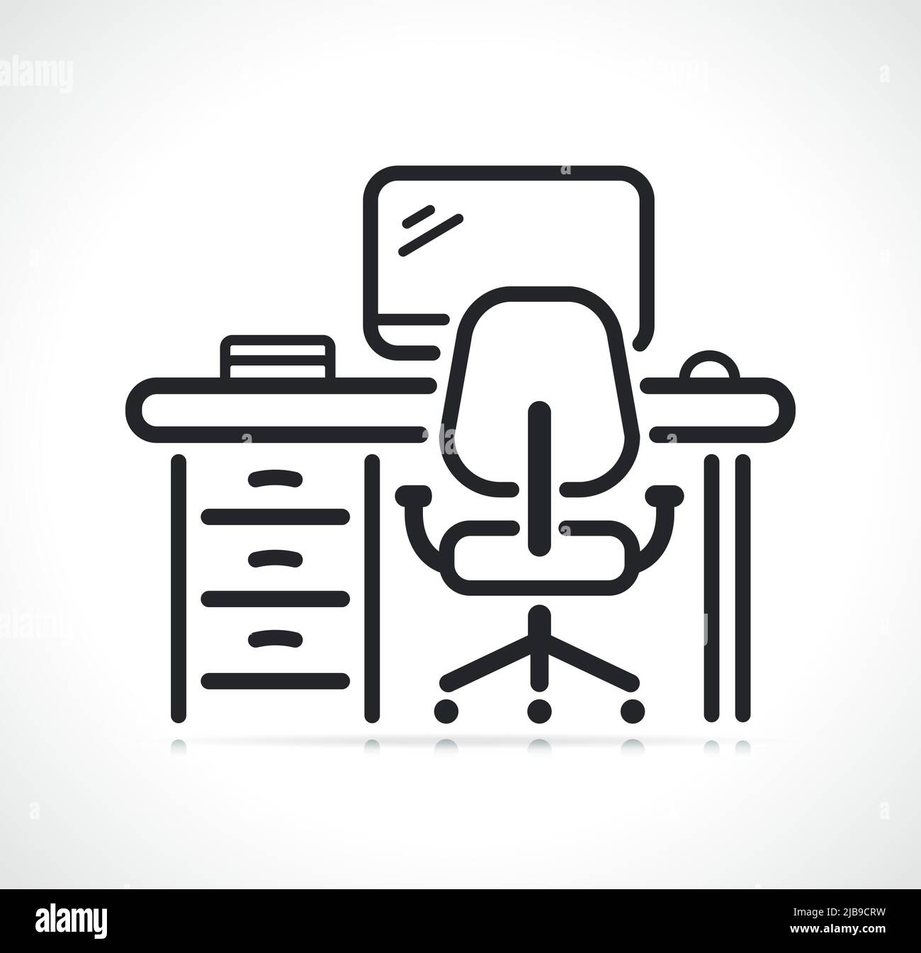 ilustración de la línea de escritorio de la computadora del espacio de trabajo o del lugar de Ilustración del Vector