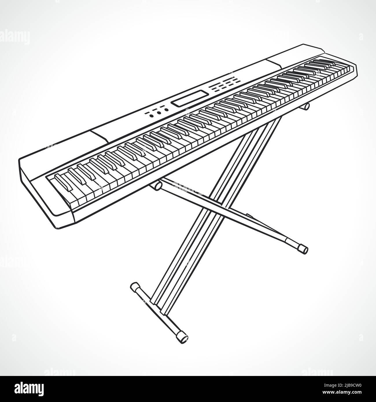 ilustración aislada en blanco y negro de piano digital Ilustración del Vector