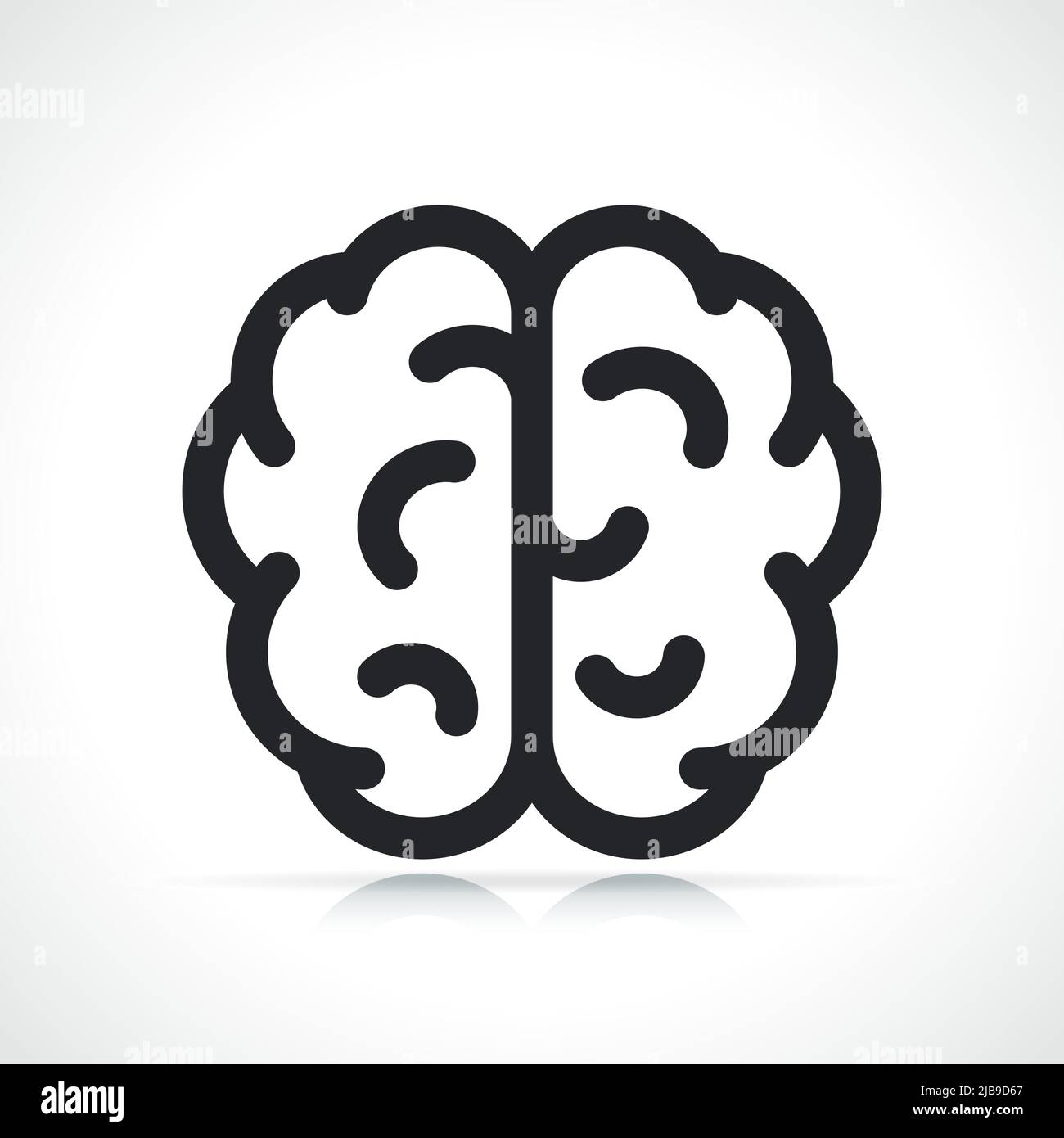 icono de línea cerebral humana en blanco y negro Ilustración del Vector