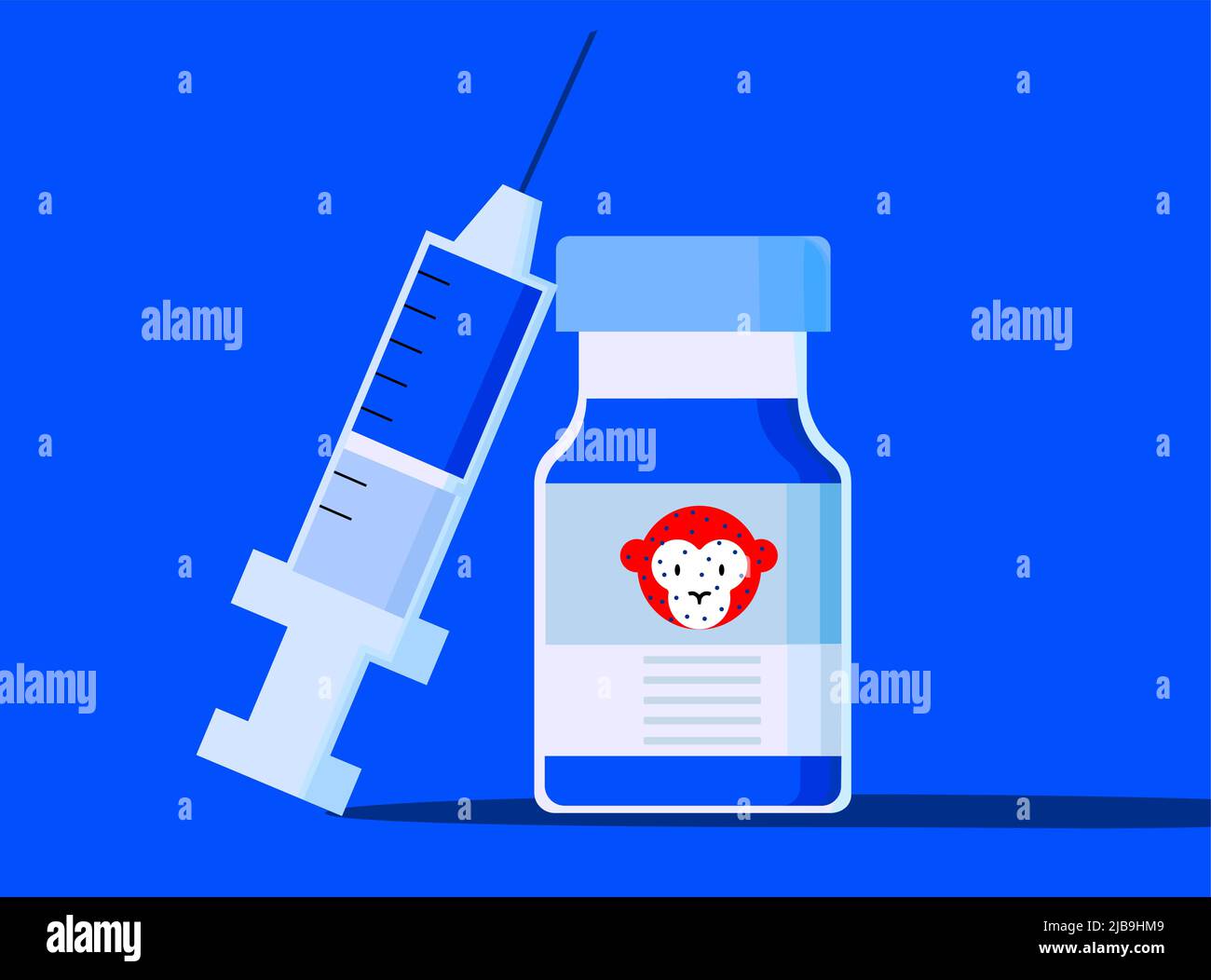 Ilustración de la vacunación contra la viruela del mono y la atención médica para las personas afectadas por la viruela del mono Ilustración del Vector