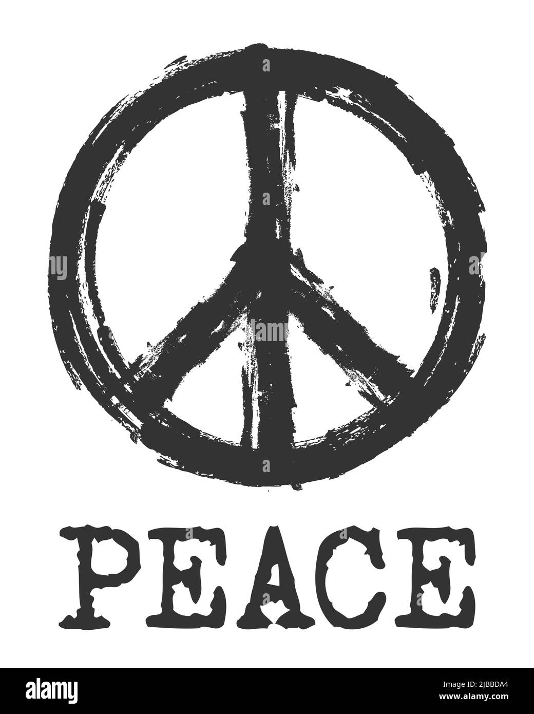 Símbolo de paz . Realista mano dibujada por tiza textura estilo . Firma de la Campaña por el Desarme Nuclear ( CND ) . Diseño plano . tranquilo y hippie pac Ilustración del Vector