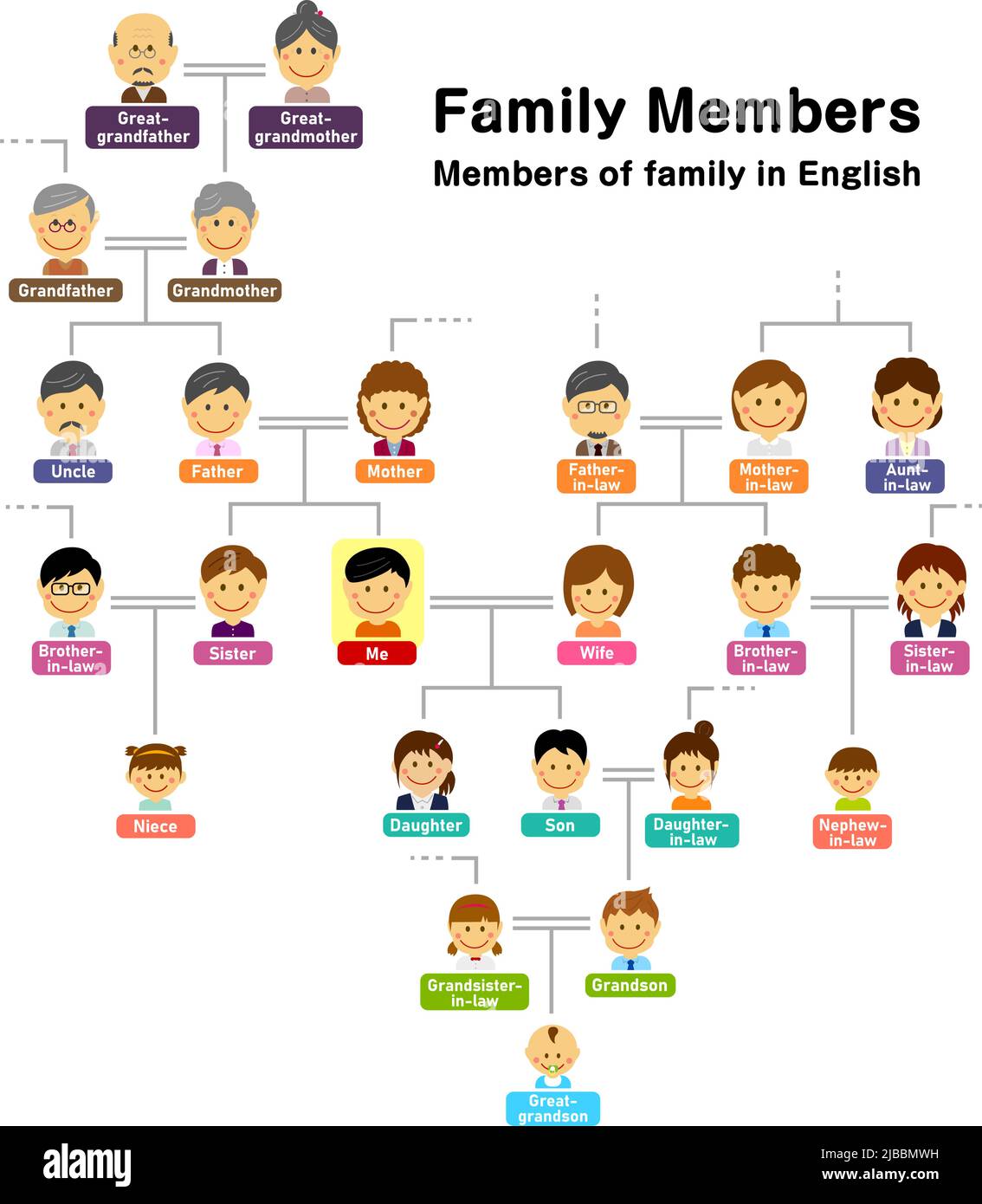 Ilustración de un árbol genealógico completados Imagen Vector de stock -  Alamy