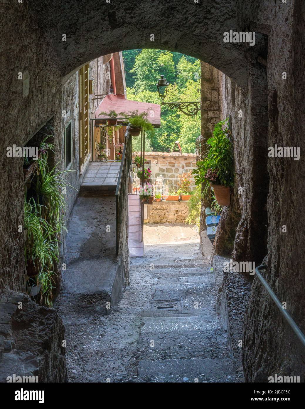 La pequeña y hermosa ciudad de Capranica, en la provincia de Viterbo. Lazio, Italia central. Foto de stock