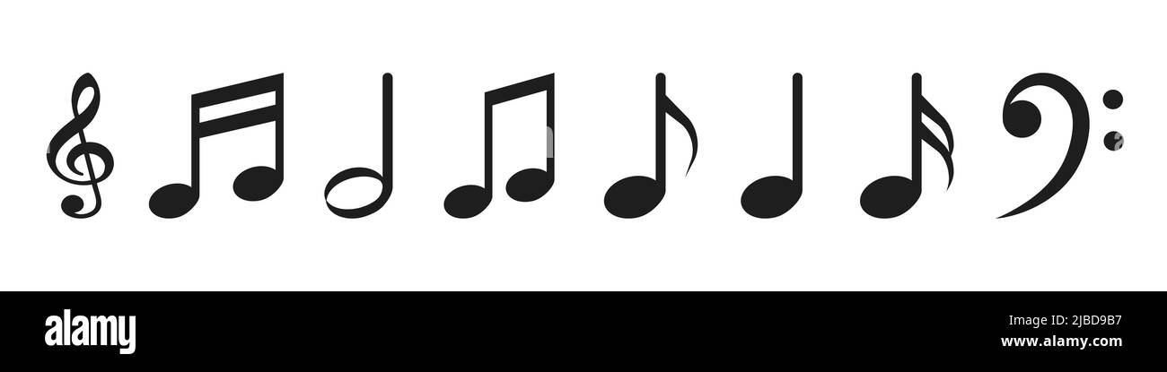 Notas musicales, conjunto de iconos de símbolos de música. Ilustración vectorial. Ilustración del Vector