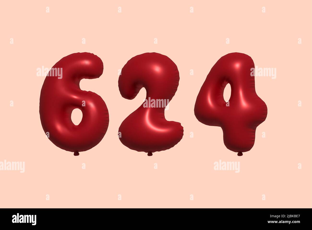 globo de 624 3d números hecho de aeroglobo metálico realista 3d renderizado. 3D globos rojos de helio para la venta decoración Fiesta Cumpleaños, Celebración de aniversario, Vacaciones de boda. Ilustración vectorial Ilustración del Vector
