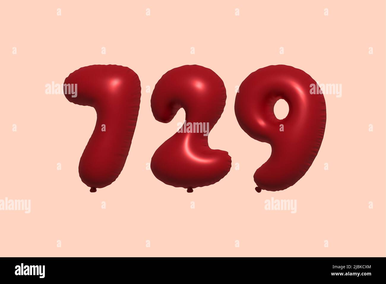 globo de 729 3d números hecho de aeroglobo metálico realista 3d renderizado. 3D globos rojos de helio para la venta decoración Fiesta Cumpleaños, Celebración de aniversario, Vacaciones de boda. Ilustración vectorial Ilustración del Vector