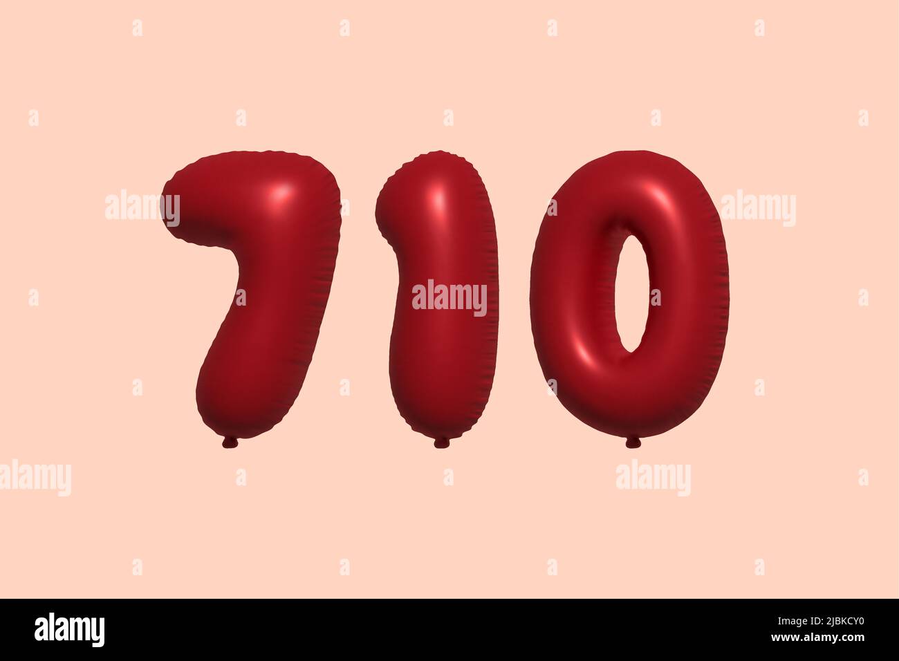 globo de 710 3d números hecho de aeroglobo metálico realista 3d renderizado. 3D globos rojos de helio para la venta decoración Fiesta Cumpleaños, Celebración de aniversario, Vacaciones de boda. Ilustración vectorial Ilustración del Vector