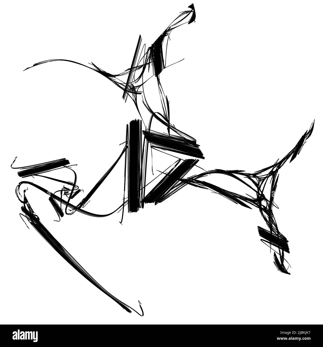 Triángulo de flujo de tinta negra que forma ilustración abstracta,  horizontal, aislada, sobre blanco Fotografía de stock - Alamy