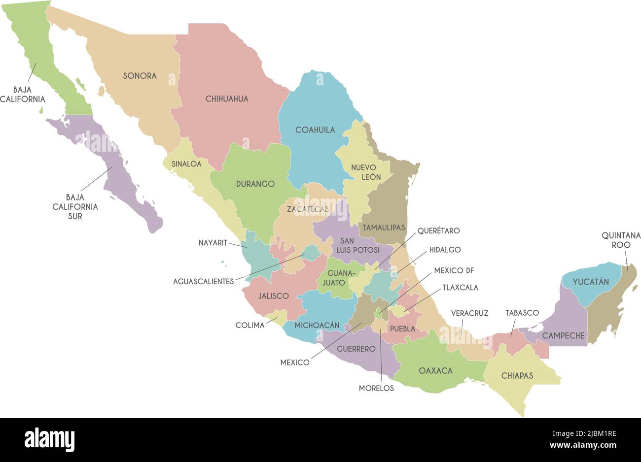 Mapa de mexico por estados Imágenes vectoriales de stock Alamy